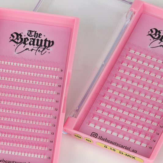 Pink 3D D Curl 0.10 Premade Lash Trays