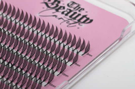 False eyelashes in a clear case with a pink background and 'The Beauty' branding.